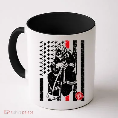 Praying Firefighter Thin Red Line Coffee Mug