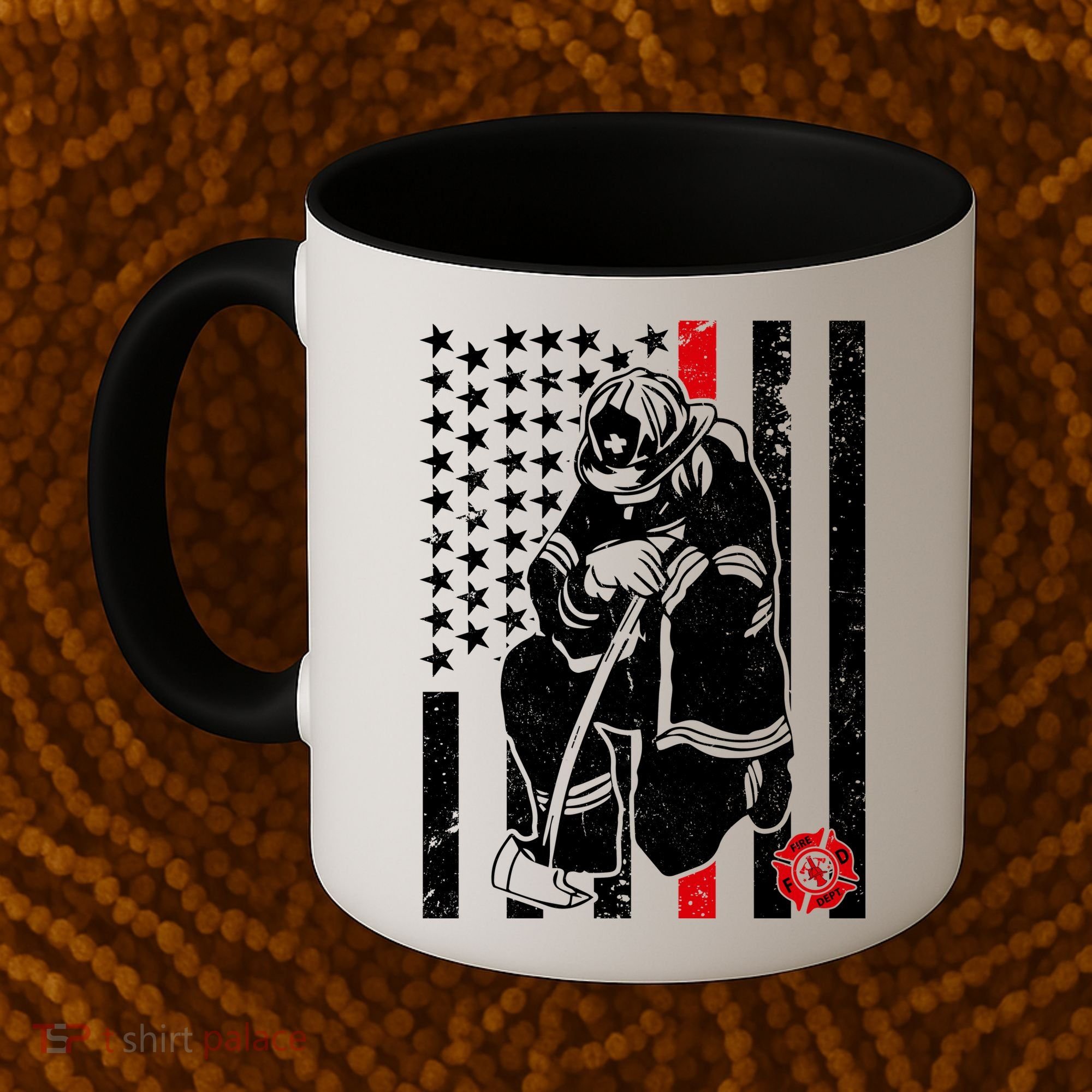 Praying Firefighter Thin Red Line Coffee Mug