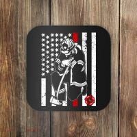 Praying Firefighter Thin Red Line Coaster thumb 0
