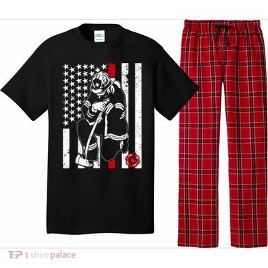 Praying Firefighter Thin Red Line Pajama Set