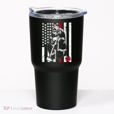 Praying Firefighter Thin Red Line Tumbler