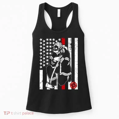 Praying Firefighter Thin Red Line Women's Tank Top