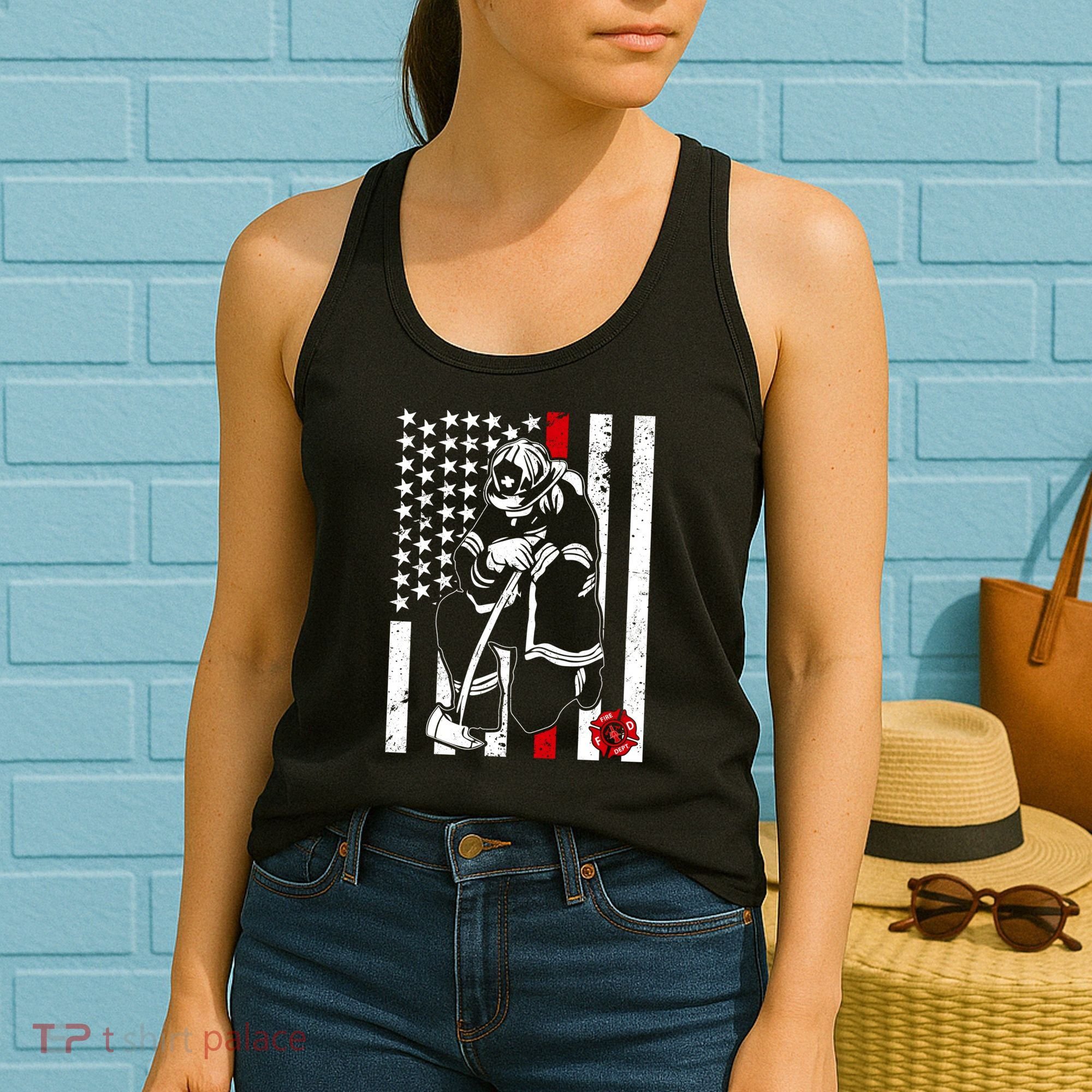 Praying Firefighter Thin Red Line Women's Tank Top