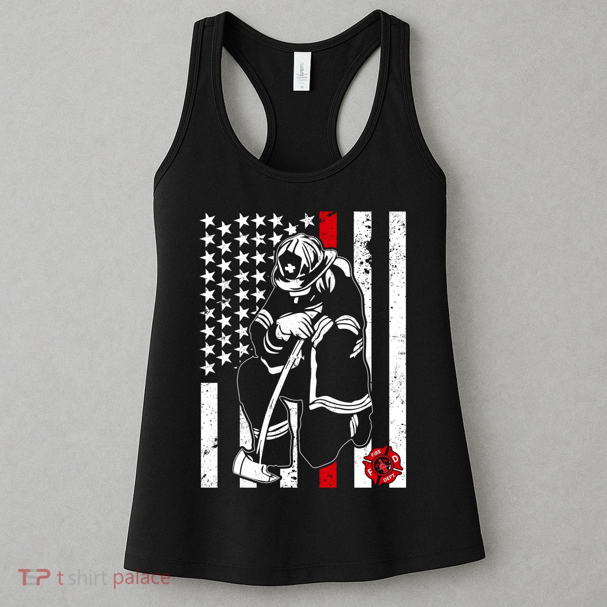 Praying Firefighter Thin Red Line Women's Tank Top