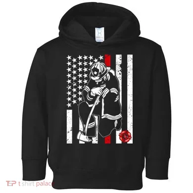 Praying Firefighter Thin Red Line Toddler Hoodie
