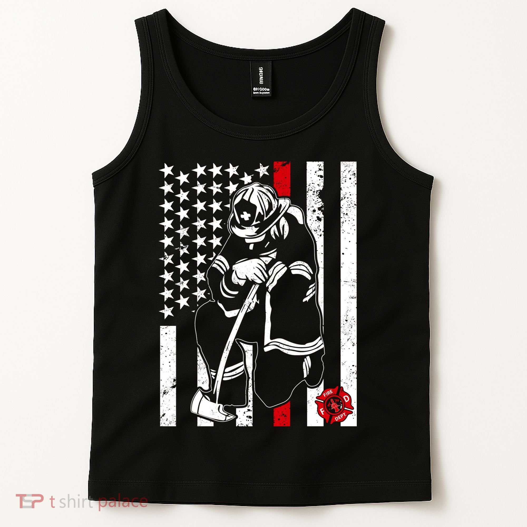 Praying Firefighter Thin Red Line Tank Top