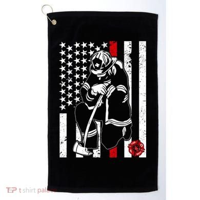 Praying Firefighter Thin Red Line Golf Towel