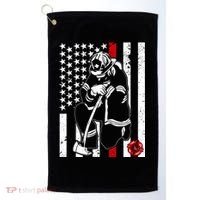 Praying Firefighter Thin Red Line Golf Towel thumb 0