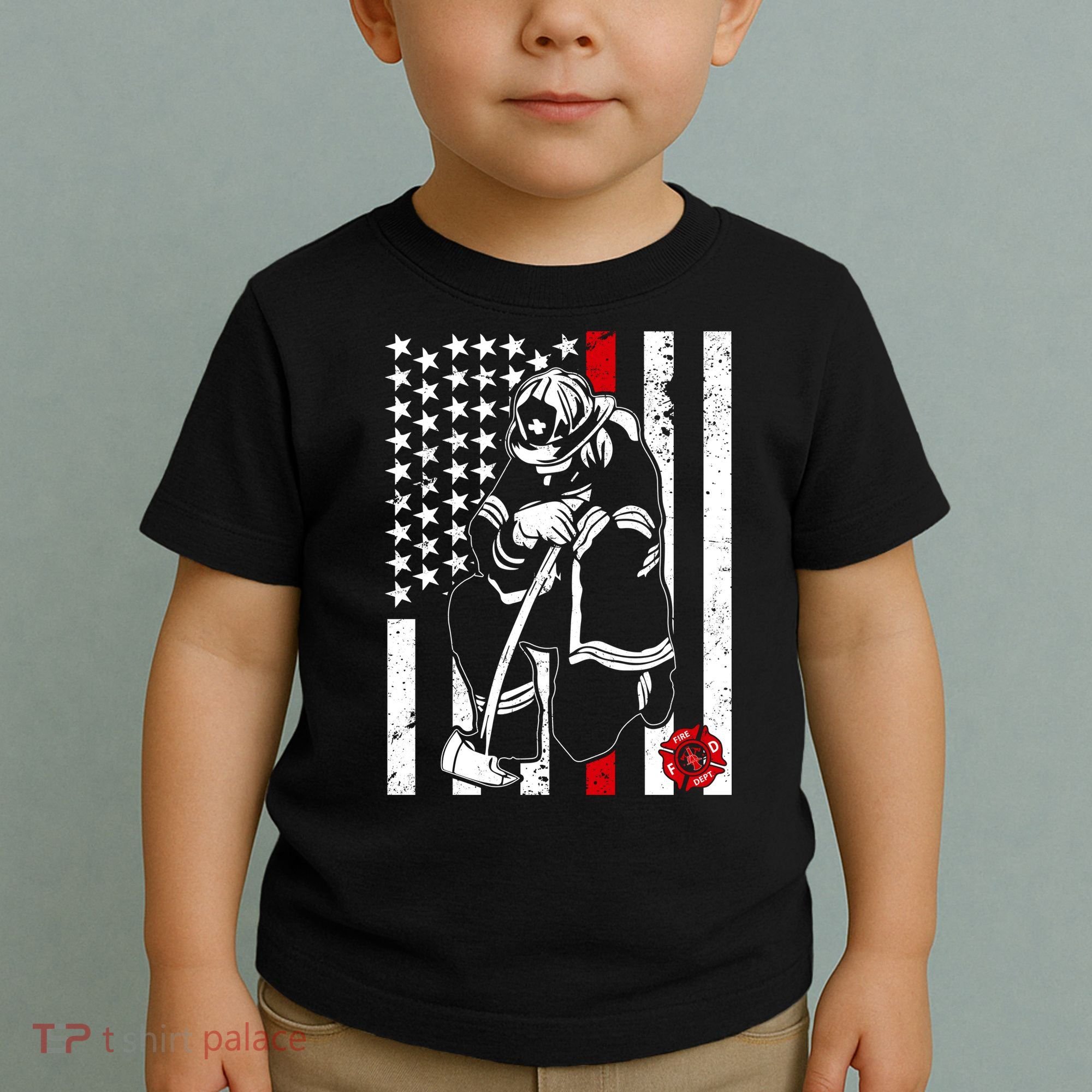 Praying Firefighter Thin Red Line Toddler T-Shirt
