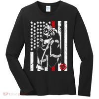 Praying Firefighter Thin Red Line Women's Long Sleeve Shirt thumb 0