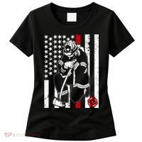 Praying Firefighter Thin Red Line Women's T-Shirt thumb 0