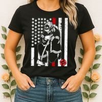 Praying Firefighter Thin Red Line Women's T-Shirt thumb 2