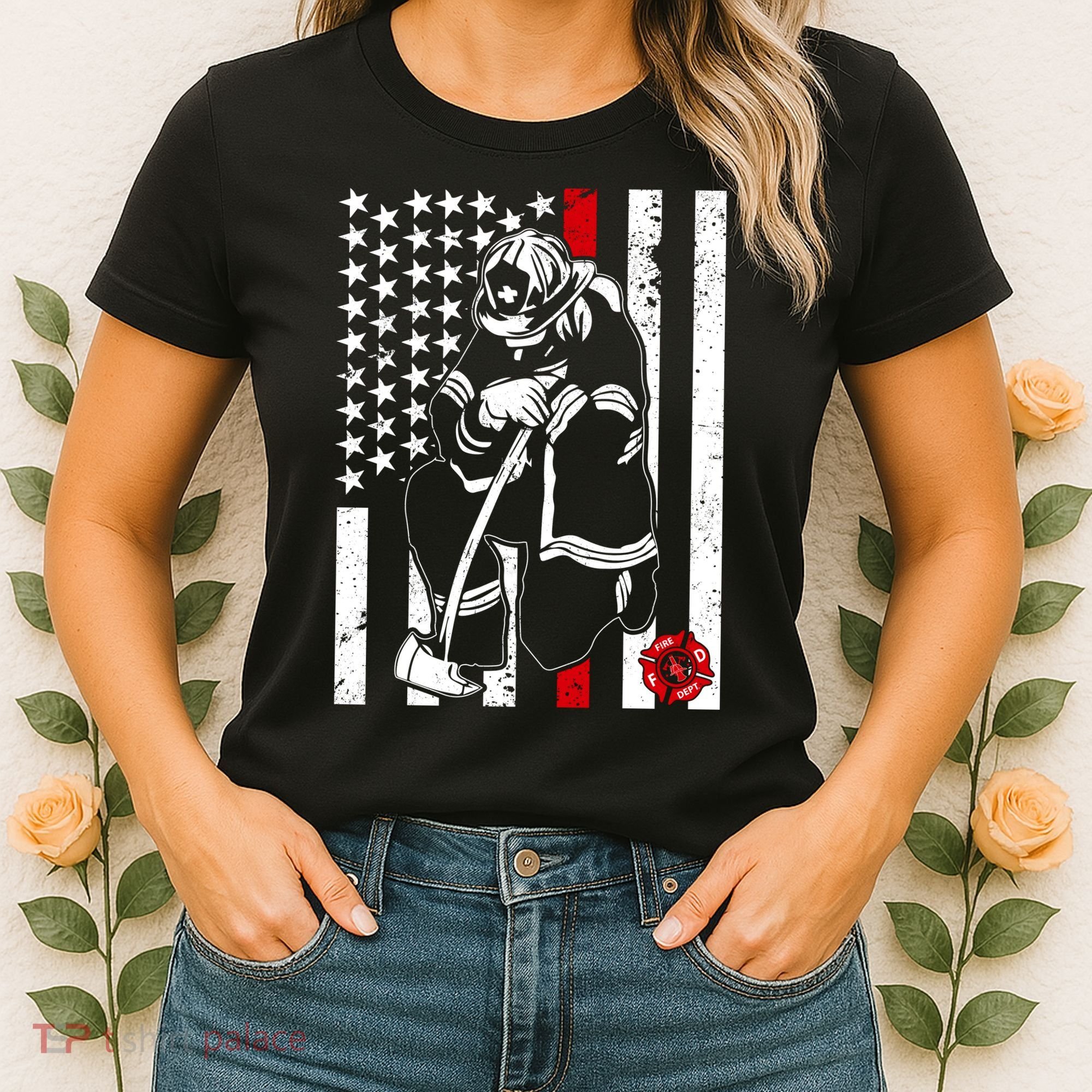 Praying Firefighter Thin Red Line Women's T-Shirt