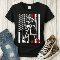 Praying Firefighter Thin Red Line Women's T-Shirt thumb 3