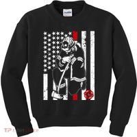 Praying Firefighter Thin Red Line Kids Sweatshirt thumb 0