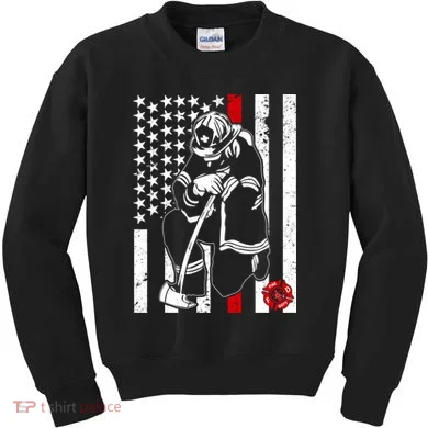 Praying Firefighter Thin Red Line Kids Sweatshirt