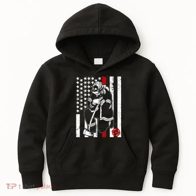 Praying Firefighter Thin Red Line Kids Hoodie