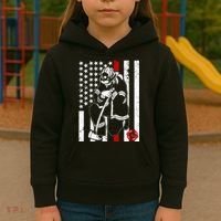Praying Firefighter Thin Red Line Kids Hoodie thumb 3