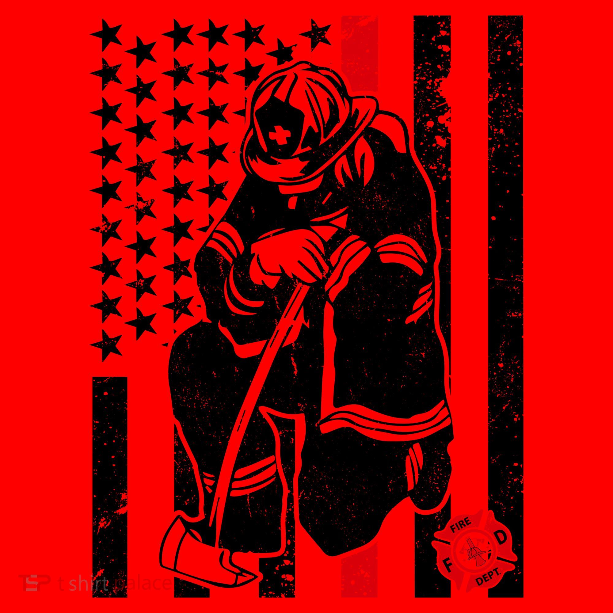 Praying Firefighter Thin Red Line Santa Hat