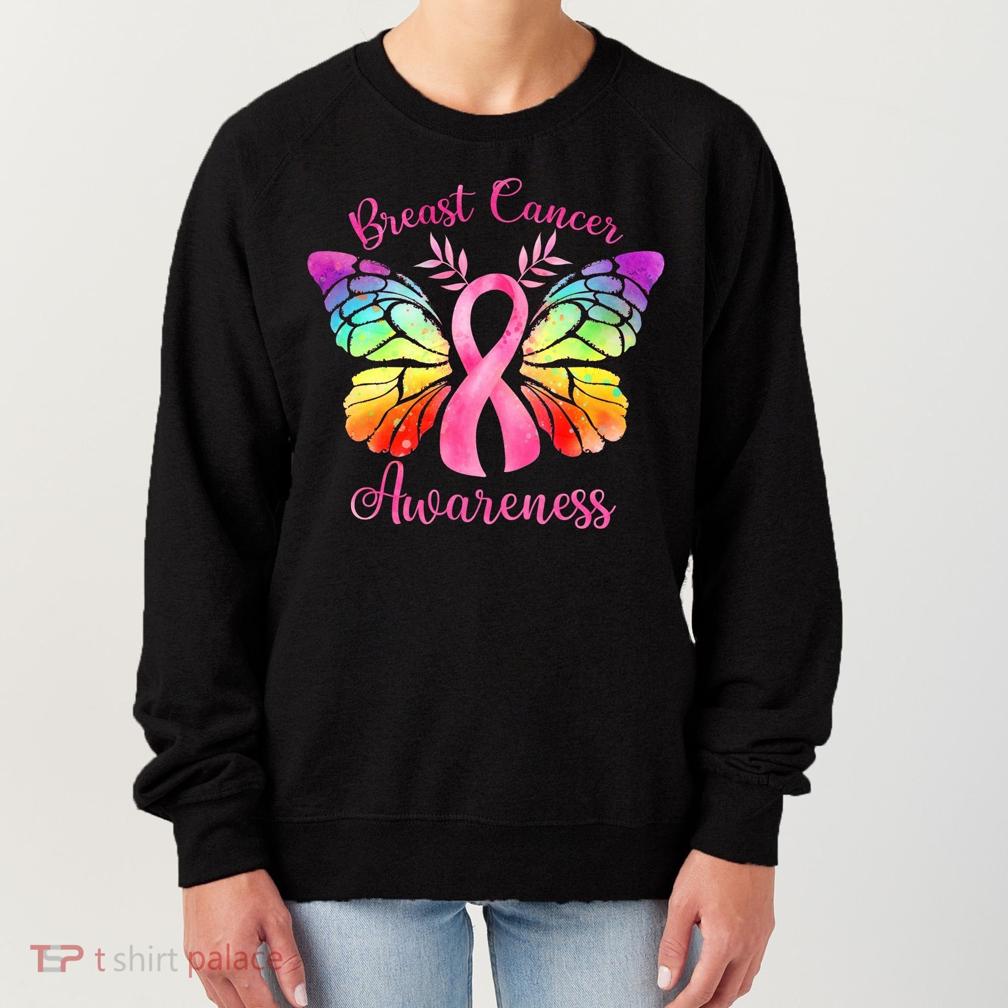 Pink Ribbon Butterfly Breast Cancer Women's Sweatshirt