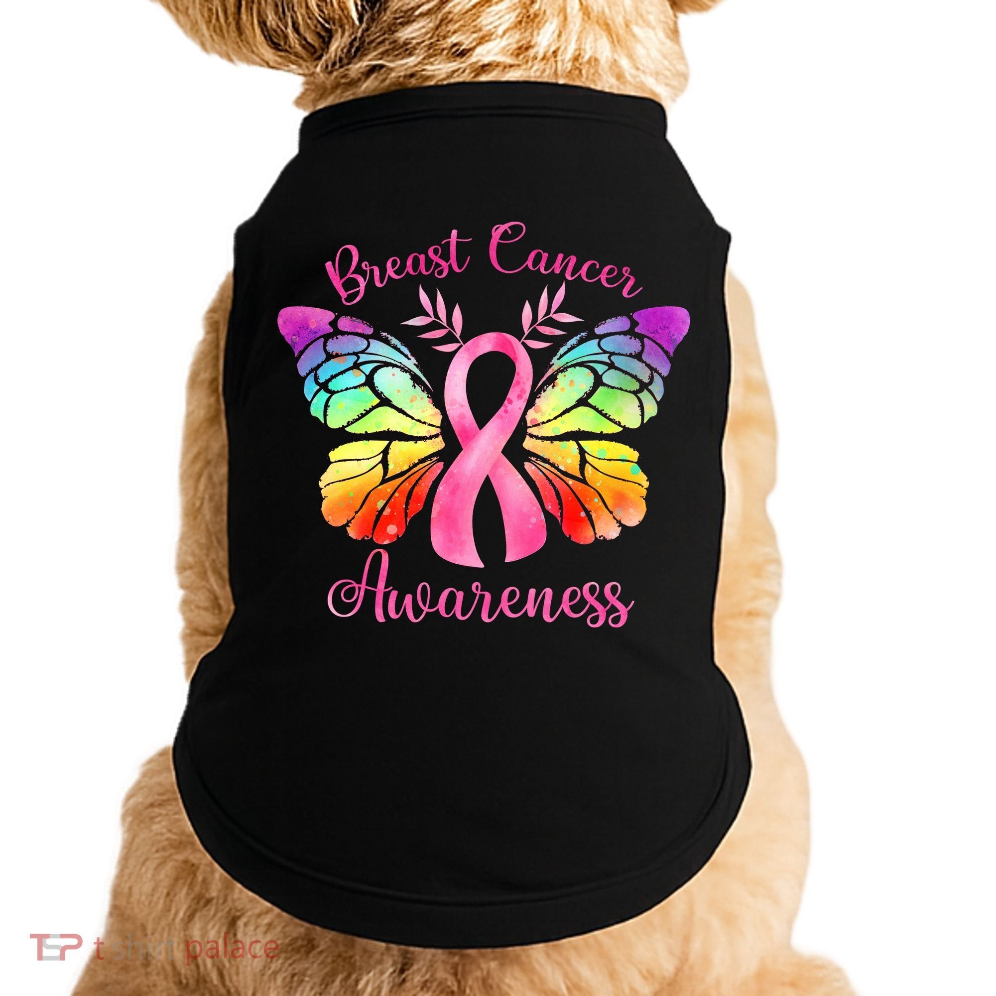 Pink Ribbon Butterfly Breast Cancer Doggie Tank