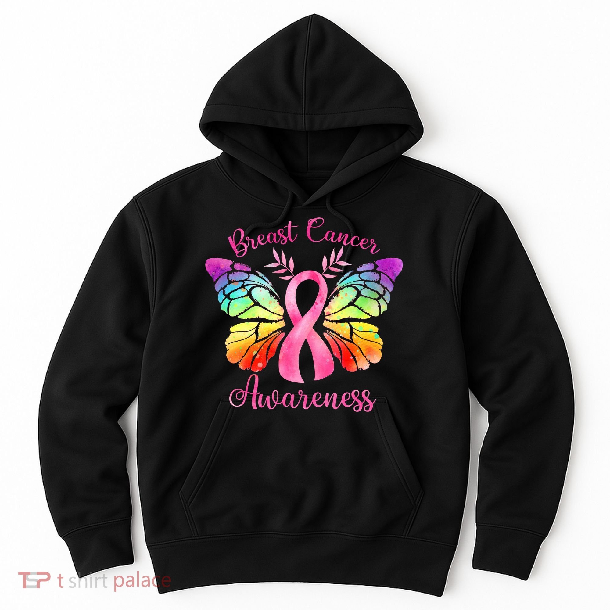 Pink Ribbon Butterfly Breast Cancer Hoodie