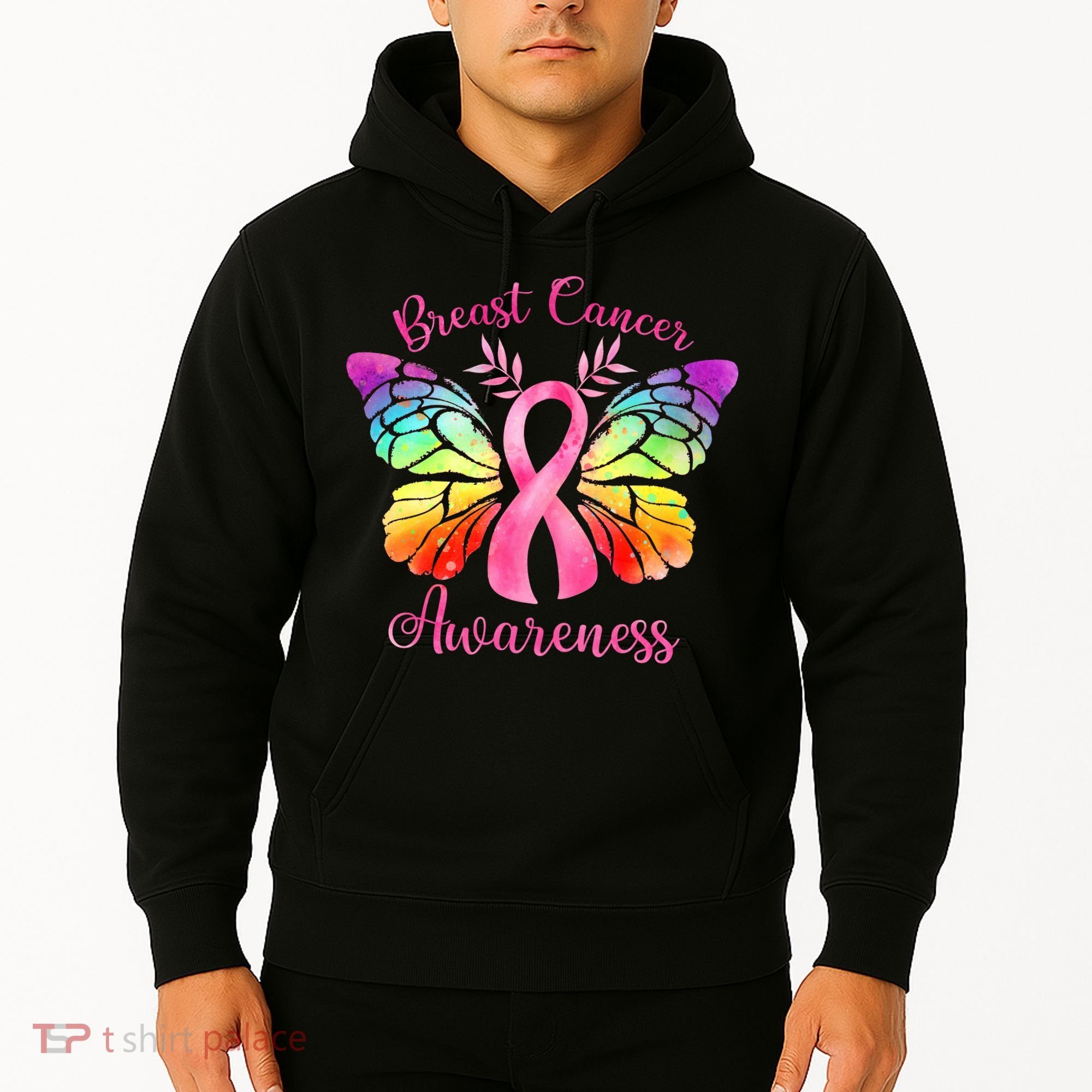 Pink Ribbon Butterfly Breast Cancer Hoodie