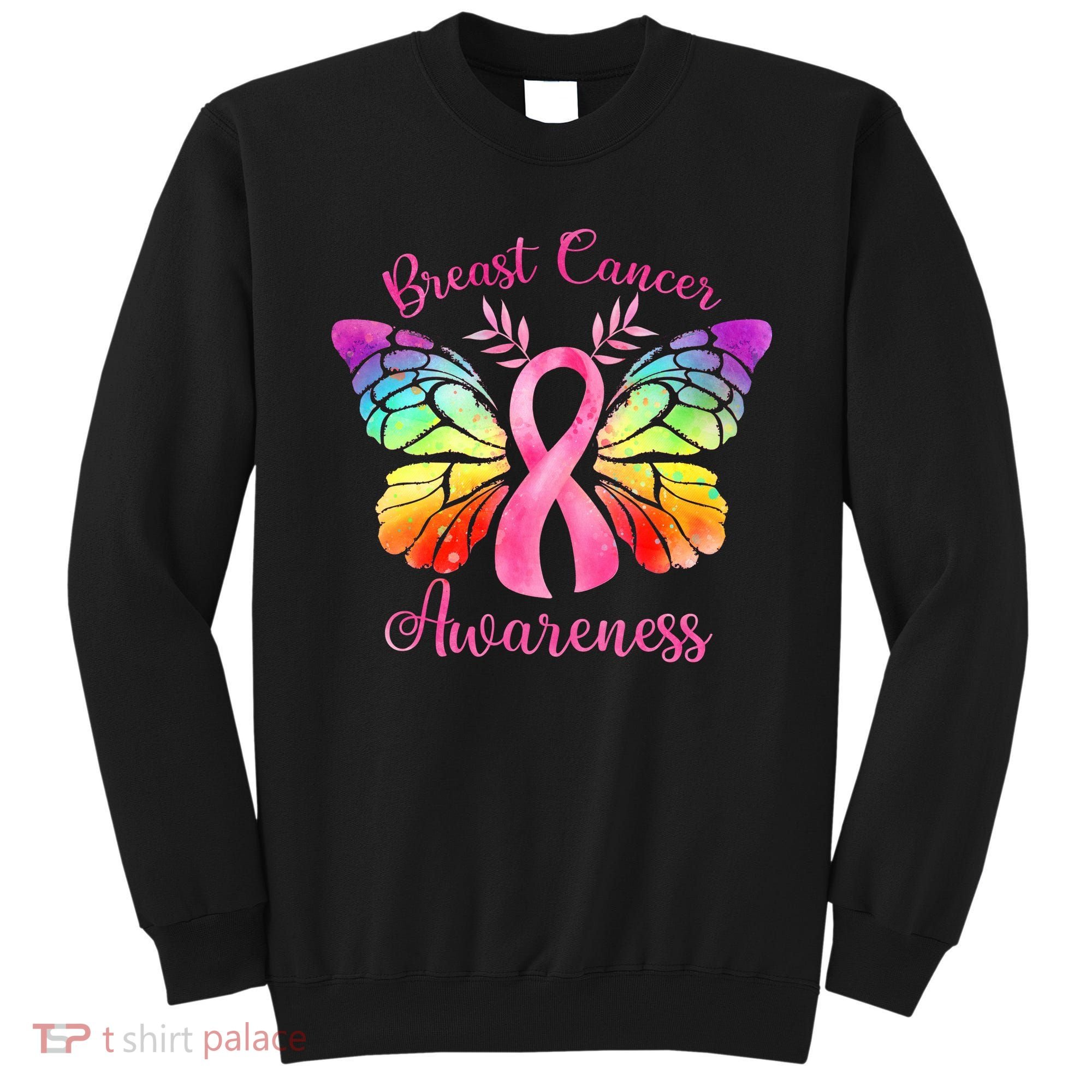 Pink Ribbon Butterfly Breast Cancer Sweatshirt