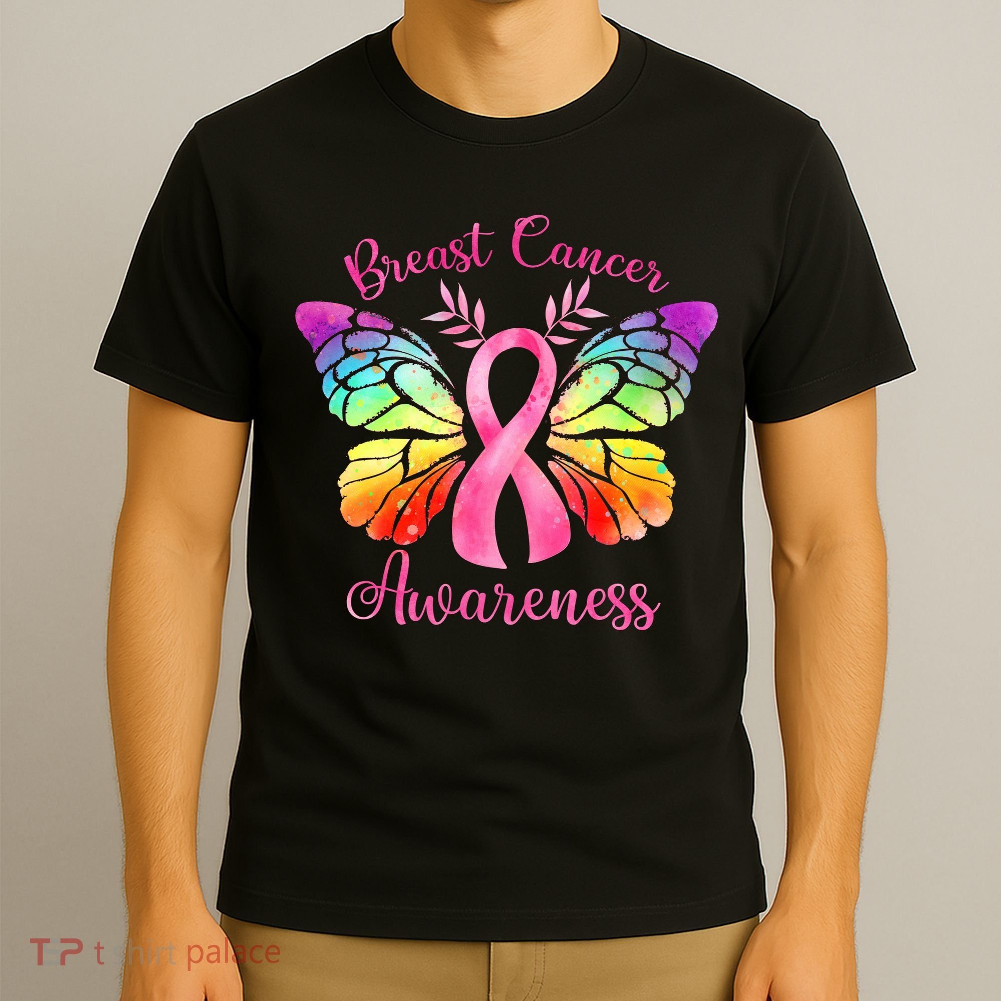 Pink Ribbon Butterfly Breast Cancer T-Shirt