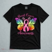 Pink Ribbon Butterfly Breast Cancer T-Shirt thumb 5