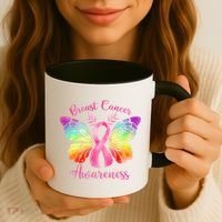 Pink Ribbon Butterfly Breast Cancer Coffee Mug thumb 3