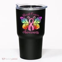 Pink Ribbon Butterfly Breast Cancer Tumbler thumb 0
