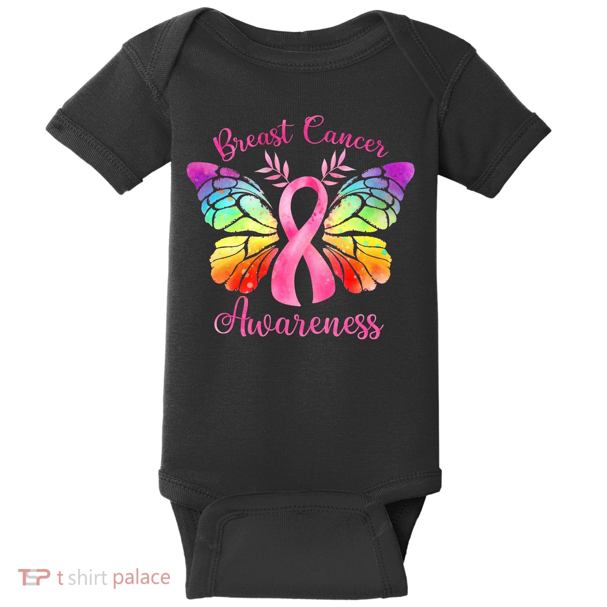 Pink Ribbon Butterfly Breast Cancer Baby Bodysuit
