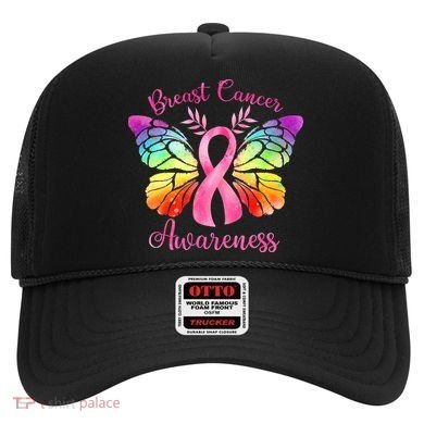 Pink Ribbon Butterfly Breast Cancer Hat