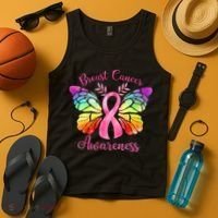 Pink Ribbon Butterfly Breast Cancer Tank Top thumb 4