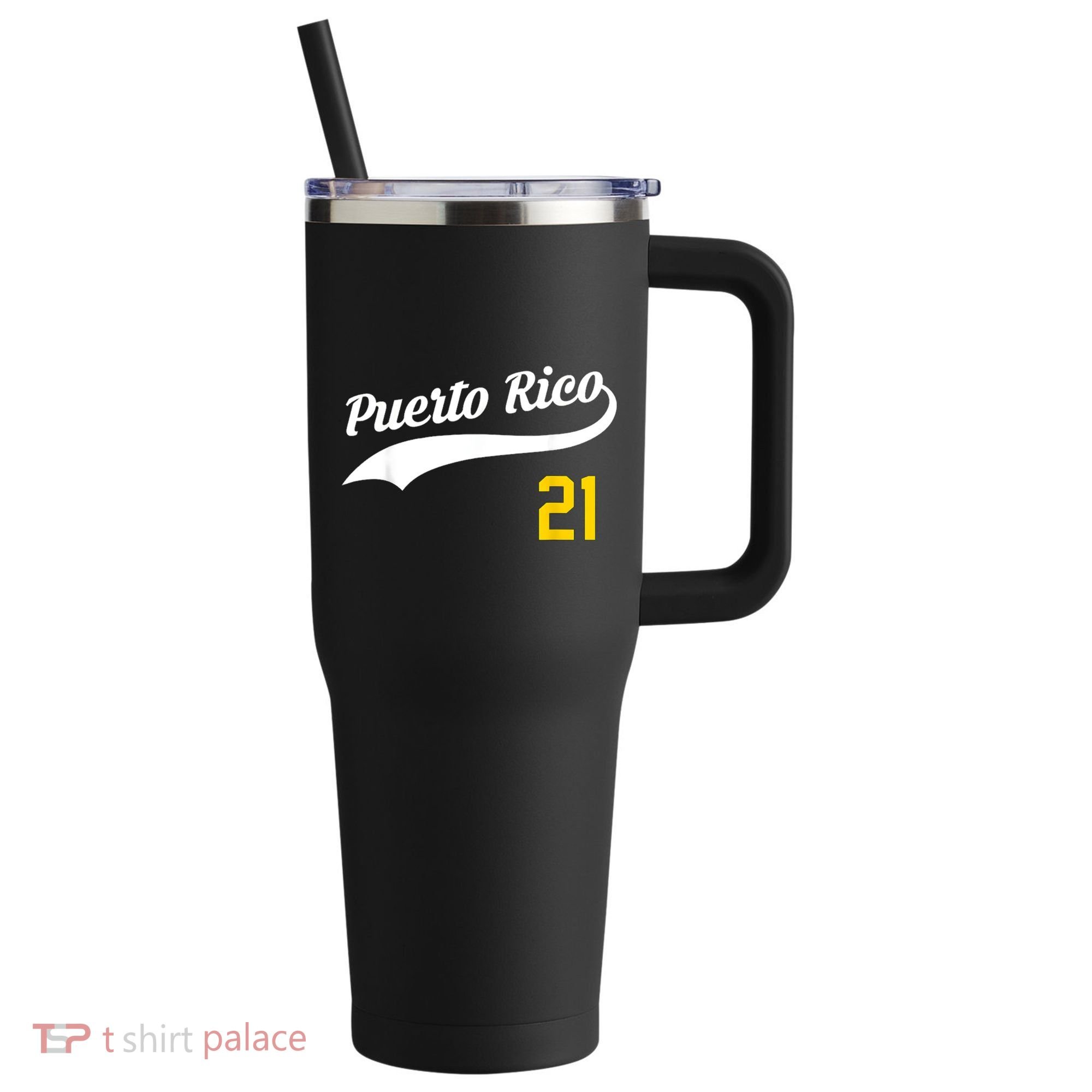 Puerto Rico Baseball 21 For Santurce Baseball Fans 40oz Vacuum Insulated Stainless Steel Travel Tumbler
