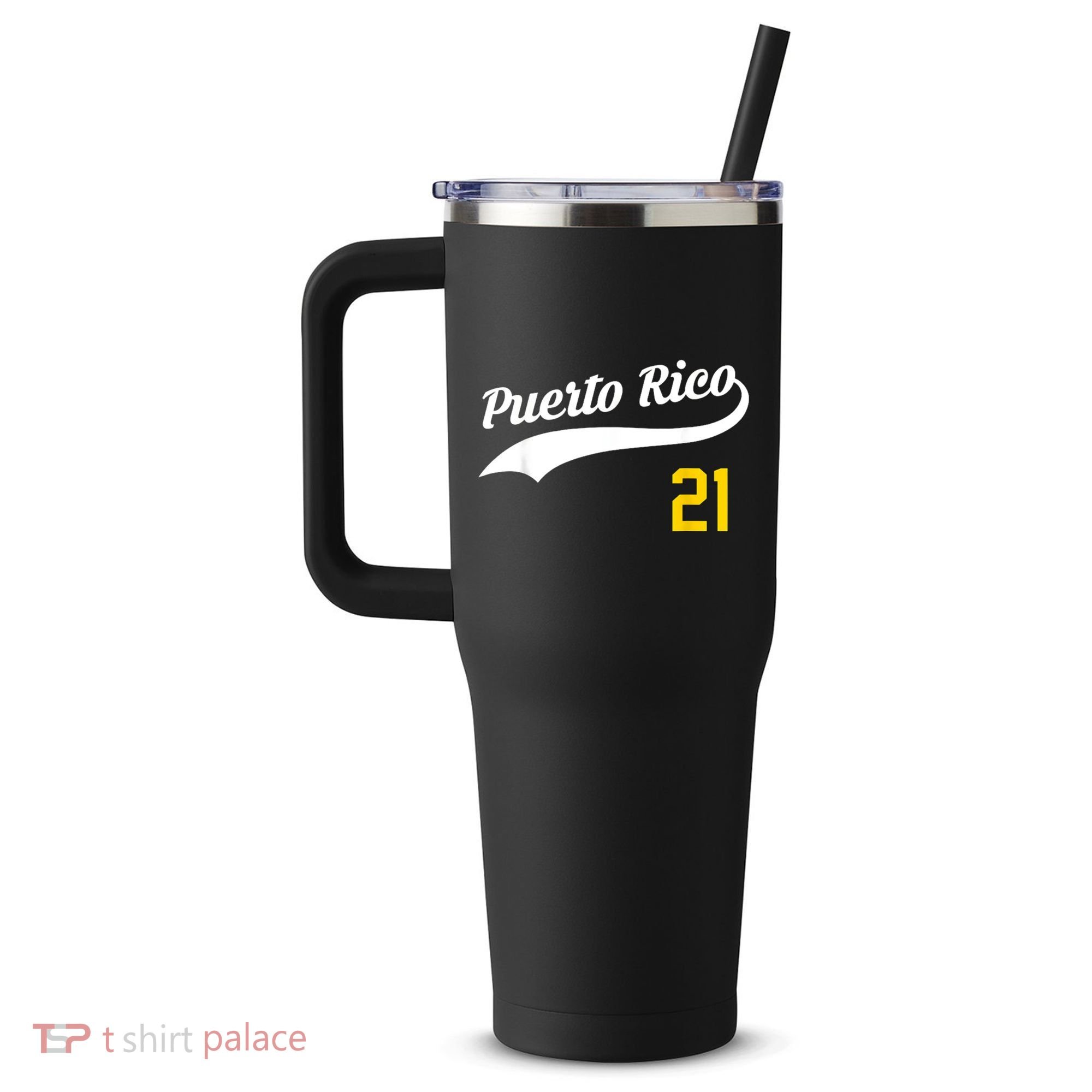 Puerto Rico Baseball 21 For Santurce Baseball Fans 40oz Vacuum Insulated Stainless Steel Travel Tumbler
