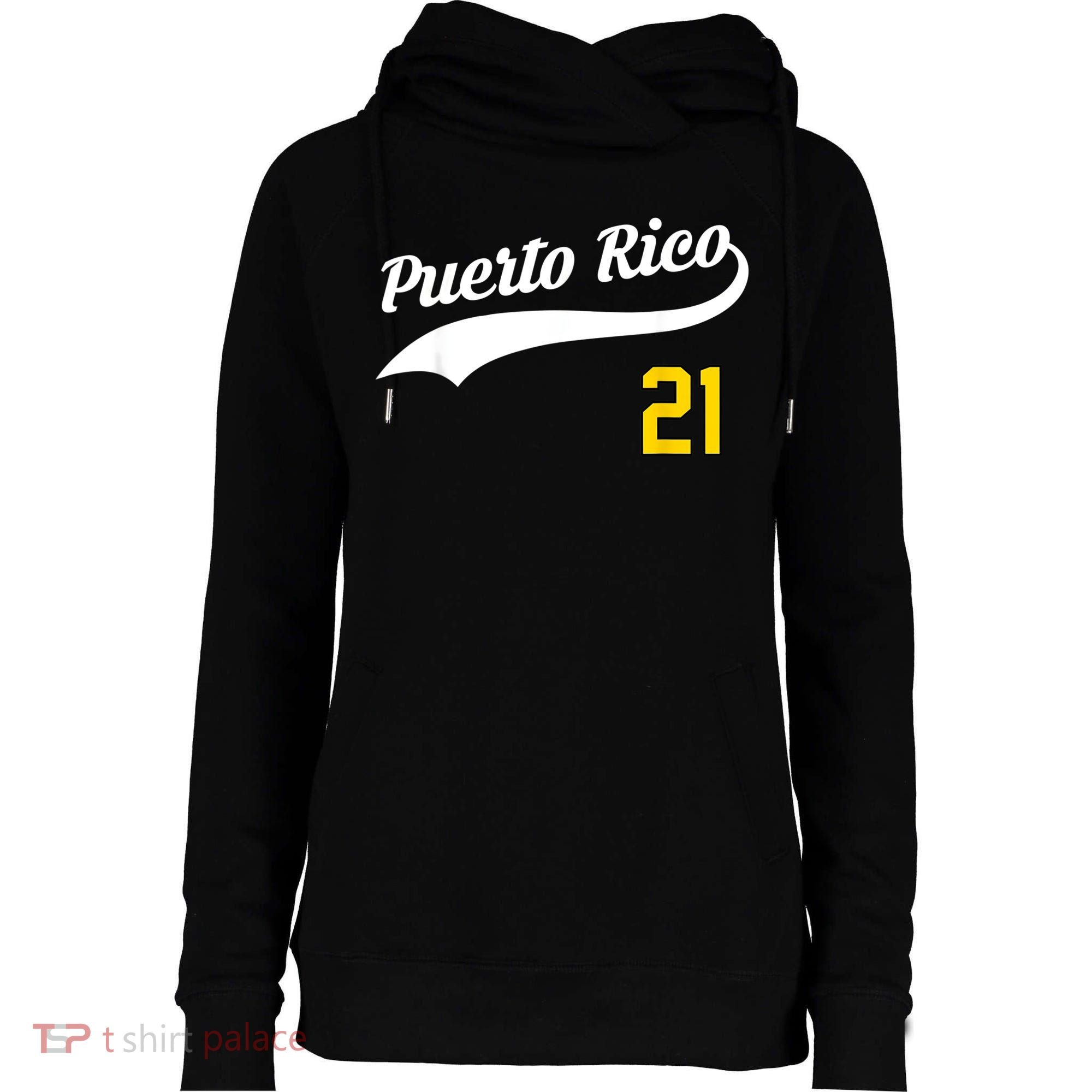 Puerto Rico Baseball 21 For Santurce Baseball Fans Womens Funnel Neck Pullover Hood