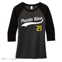 Puerto Rico Baseball 21 For Santurce Baseball Fans Women's Tri-Blend 3/4-Sleeve Raglan Shirt thumb 0