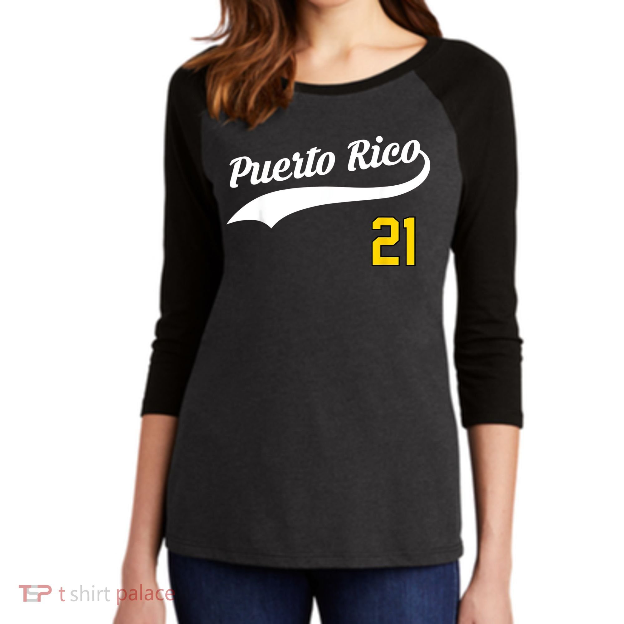 Puerto Rico Baseball 21 For Santurce Baseball Fans Women's Tri-Blend 3/4-Sleeve Raglan Shirt