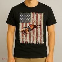 Patriotic Rodeo Bull Rider American Flag Western Cowboys T-Shirt thumb 3