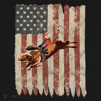 Patriotic Rodeo Bull Rider American Flag Western Cowboys Women's Tank Top thumb 5