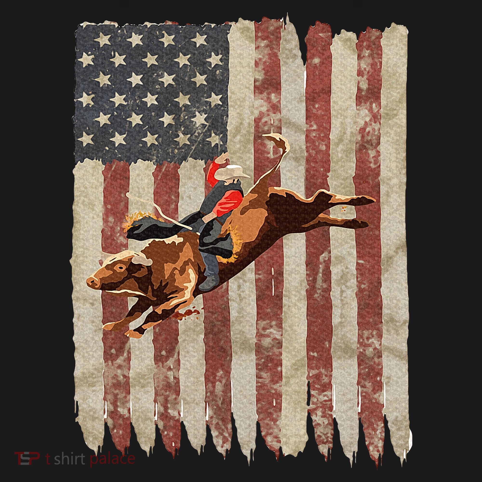 Patriotic Rodeo Bull Rider American Flag Western Cowboys Women's Tank Top