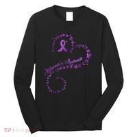 Purple Ribbon Butterfly Heart Alzheimers Awareness Long Sleeve Shirt thumb 0