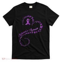 Purple Ribbon Butterfly Heart Alzheimers Awareness T-Shirt thumb 0