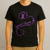 Purple Ribbon Butterfly Heart Alzheimers Awareness T-Shirt thumb 3