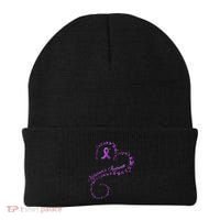 Purple Ribbon Butterfly Heart Alzheimers Awareness Beanie thumb 0