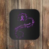 Purple Ribbon Butterfly Heart Alzheimers Awareness Coaster thumb 0