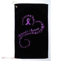 Purple Ribbon Butterfly Heart Alzheimers Awareness Golf Towel thumb 0