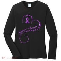 Purple Ribbon Butterfly Heart Alzheimers Awareness Women's Long Sleeve Shirt thumb 0